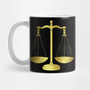 Gold Scales Of Justice on Black keeping law and Order Mug